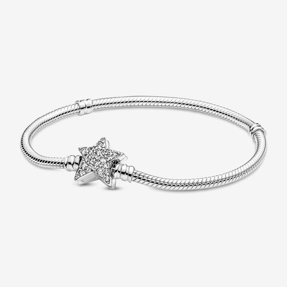 Pandora Moments Asymmetric Star Clasp Snake Chain Bracelet - Picture 1 of 3